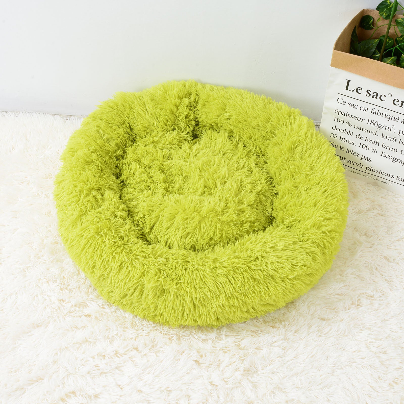 Fluffy Cat Bed Soft Plush Sleeping Donut Shape Cat Beds