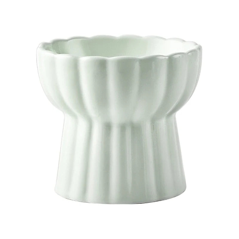 Scalloped Edge Ceramic Cat Bowl