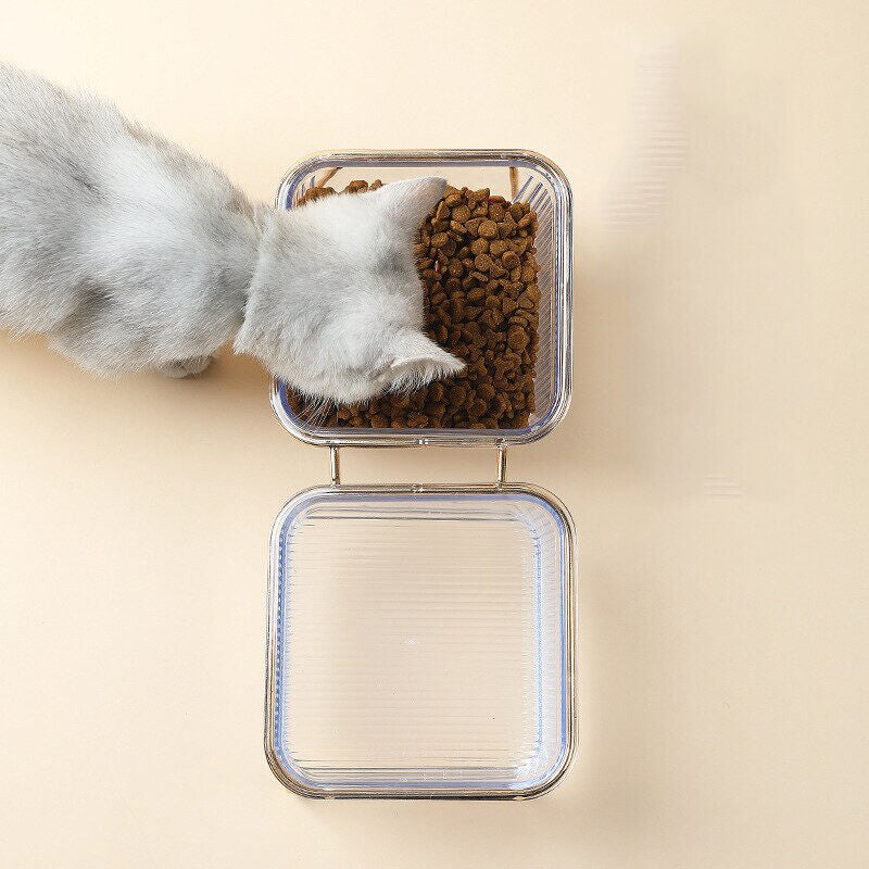 Non-slip Double Transparent Cat Bowl with Stand