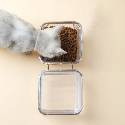 Non-slip Double Transparent Cat Bowl with Stand