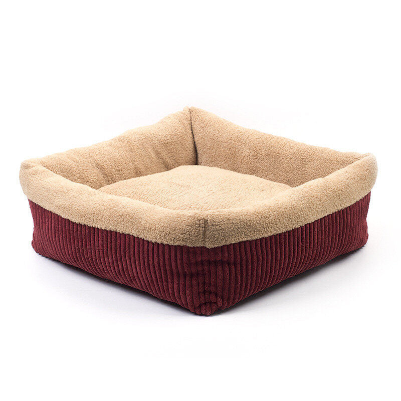 Cat Bed Self Warming Pet Bed Cream Faux Fur Cat Lounger