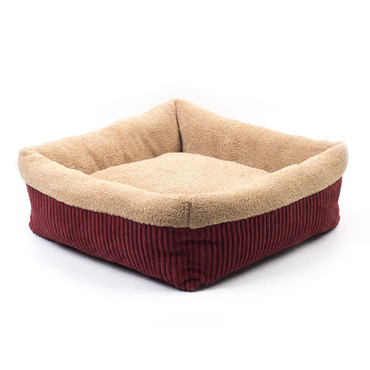 Cat Bed Self Warming Pet Bed Cream Faux Fur Cat Lounger
