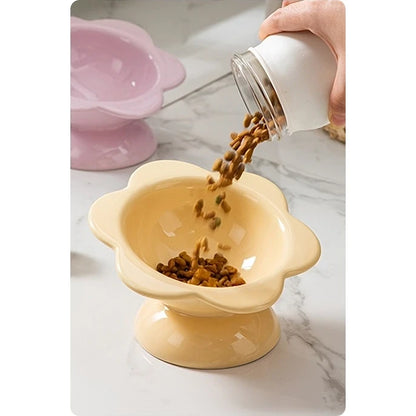 Blooming flowers Ceramic Cat Bowl