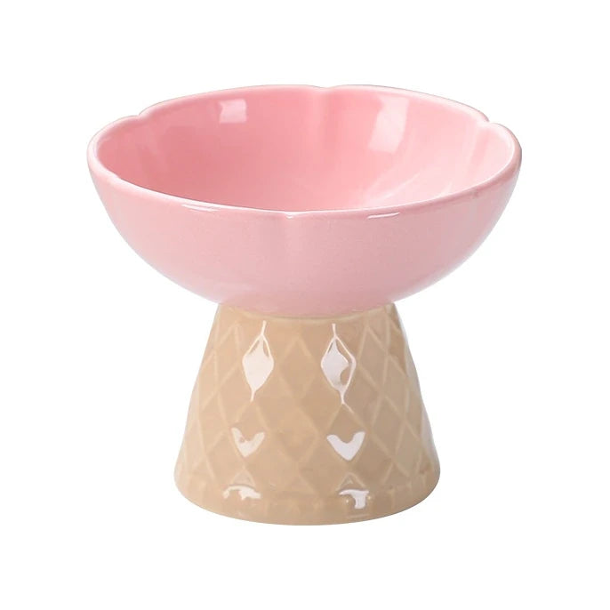 Ice Cream Cone Ceramic Cat Bowl