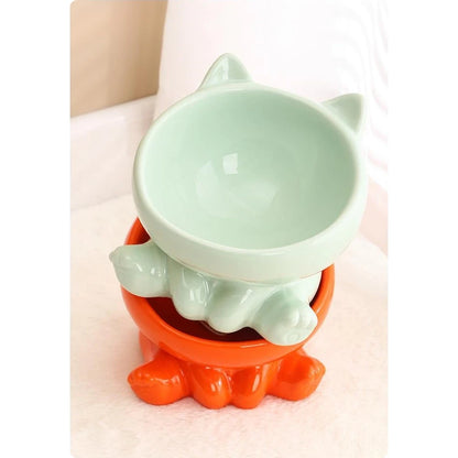 Cat-Shaped Ceramic Cat Bowl