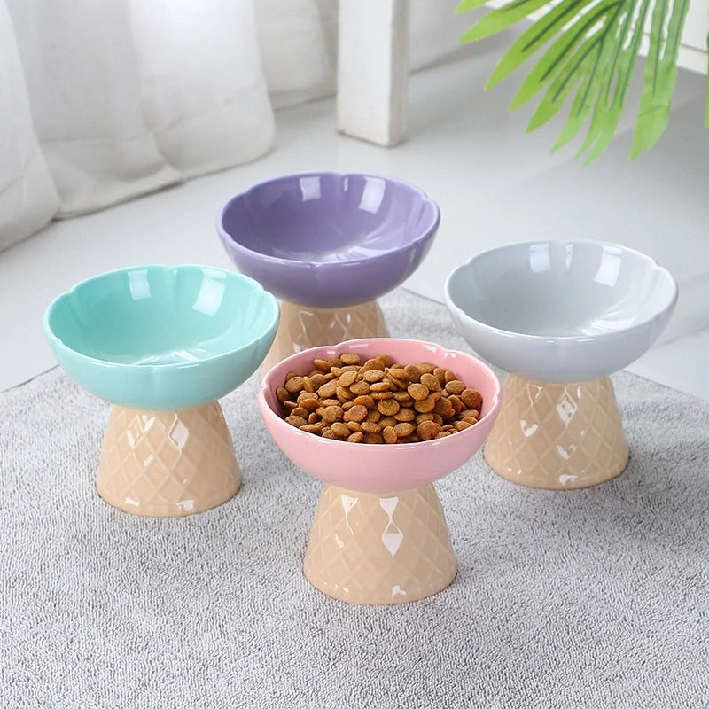 Ice Cream Cone Ceramic Cat Bowl