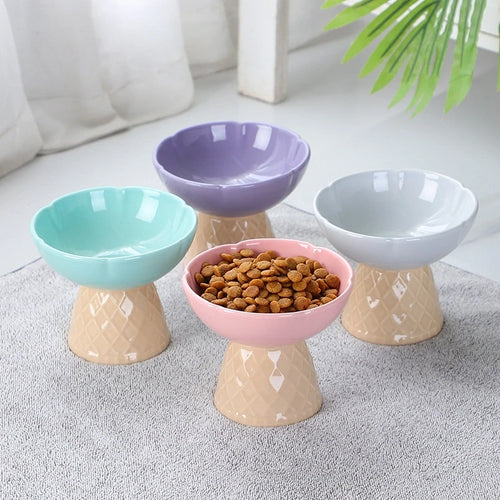 Ice Cream Cone Ceramic Cat Bowl